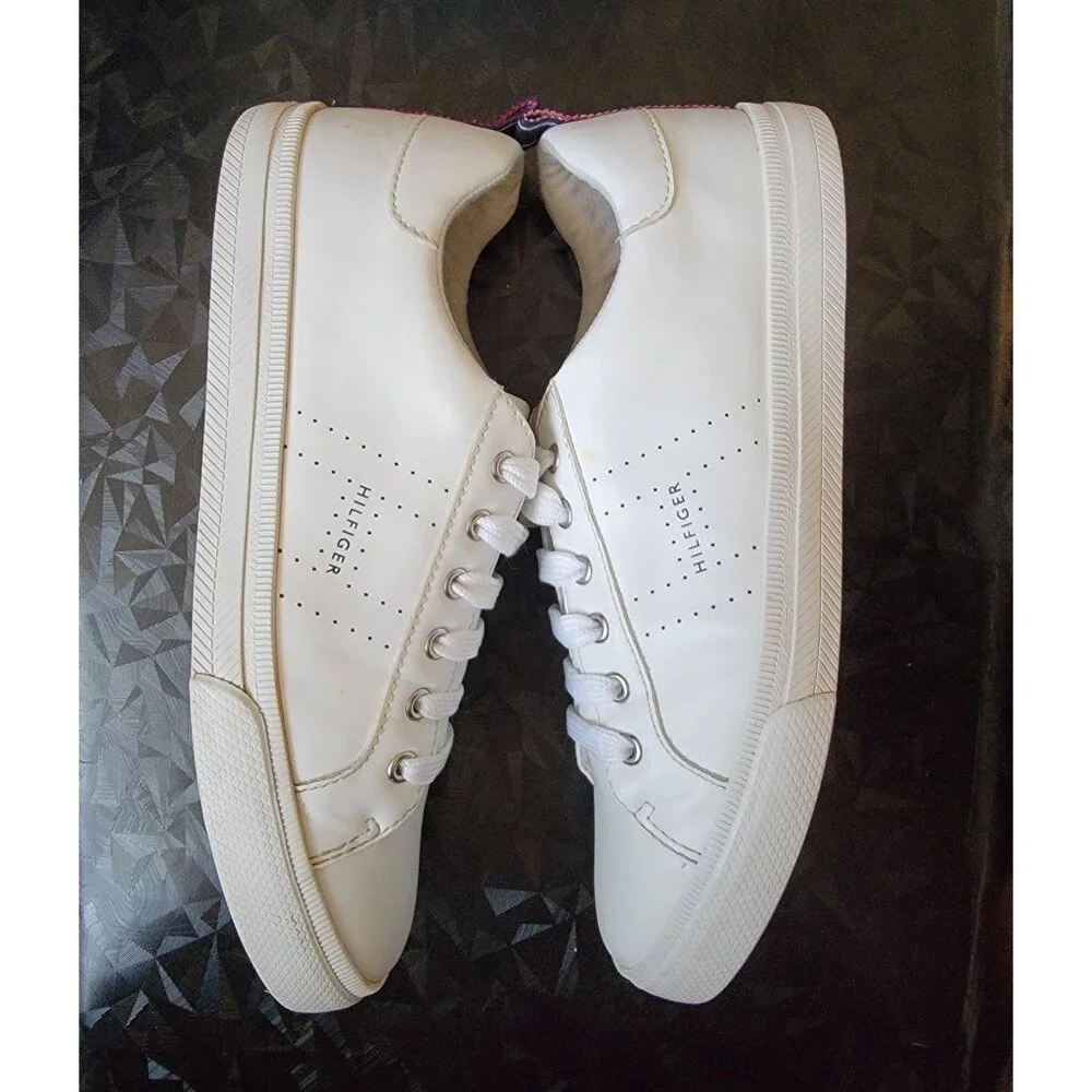 Tommy Hilfiger Lelita White Leather Lace-Up Sneakers Women's Size 8.5 - Picture 3 of 6